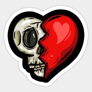 Heart Skull Valentines Halloween Cartoon Logo Sticker